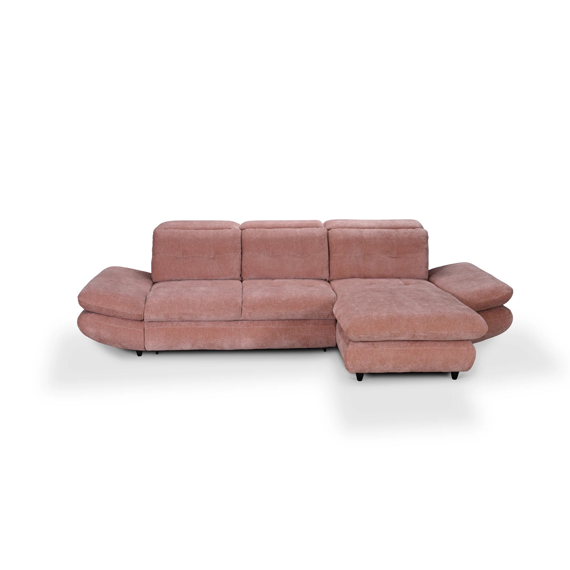Coltar living SIENA MINI, sezlong dreapta, stofa catifelata gri - Velvet F602, 297x181x100 cm