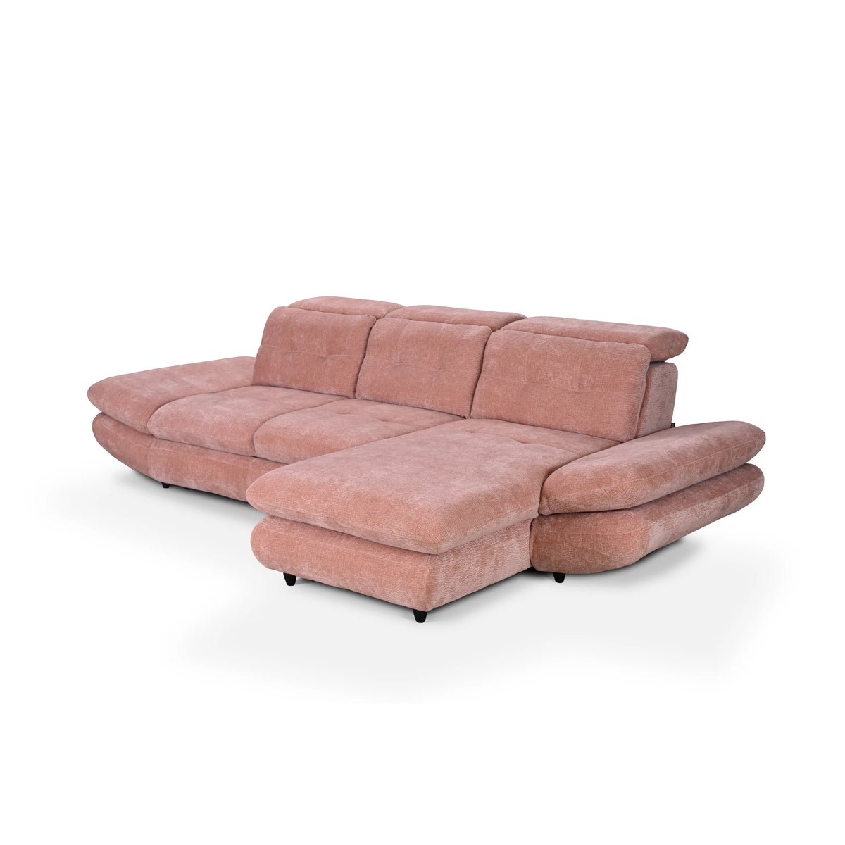 Coltar living SIENA MINI, sezlong dreapta, stofa catifelata gri - Velvet F602, 297x181x100 cm