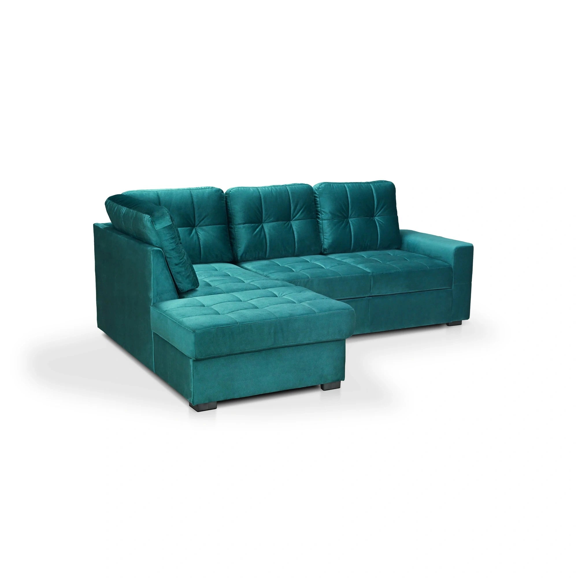 Coltar extensibil pentru living HERA, sezlong stanga, stofa verde - Velvet F613, 240x173x93 cm