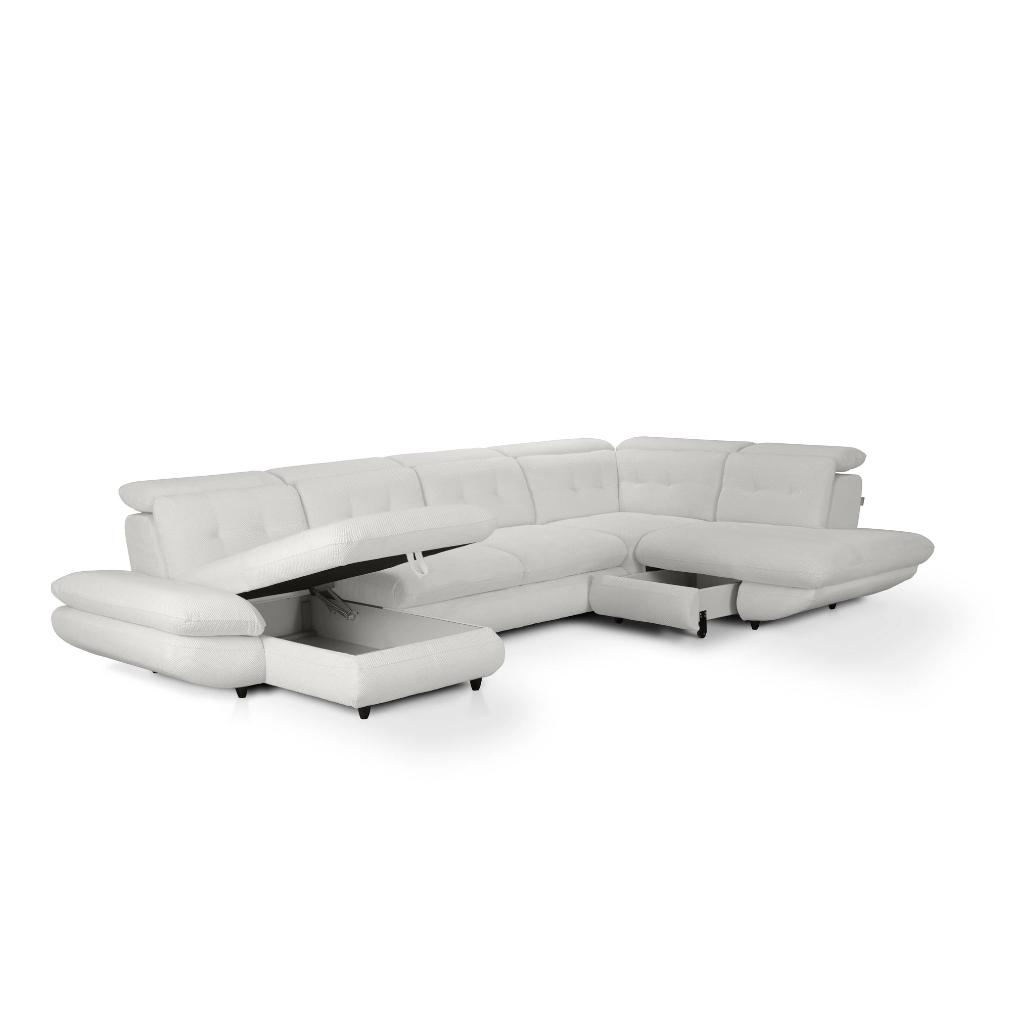 Coltar living SIENA U, sezlong stanga, stofa gri - Frisco G706, 397x234x100 cm