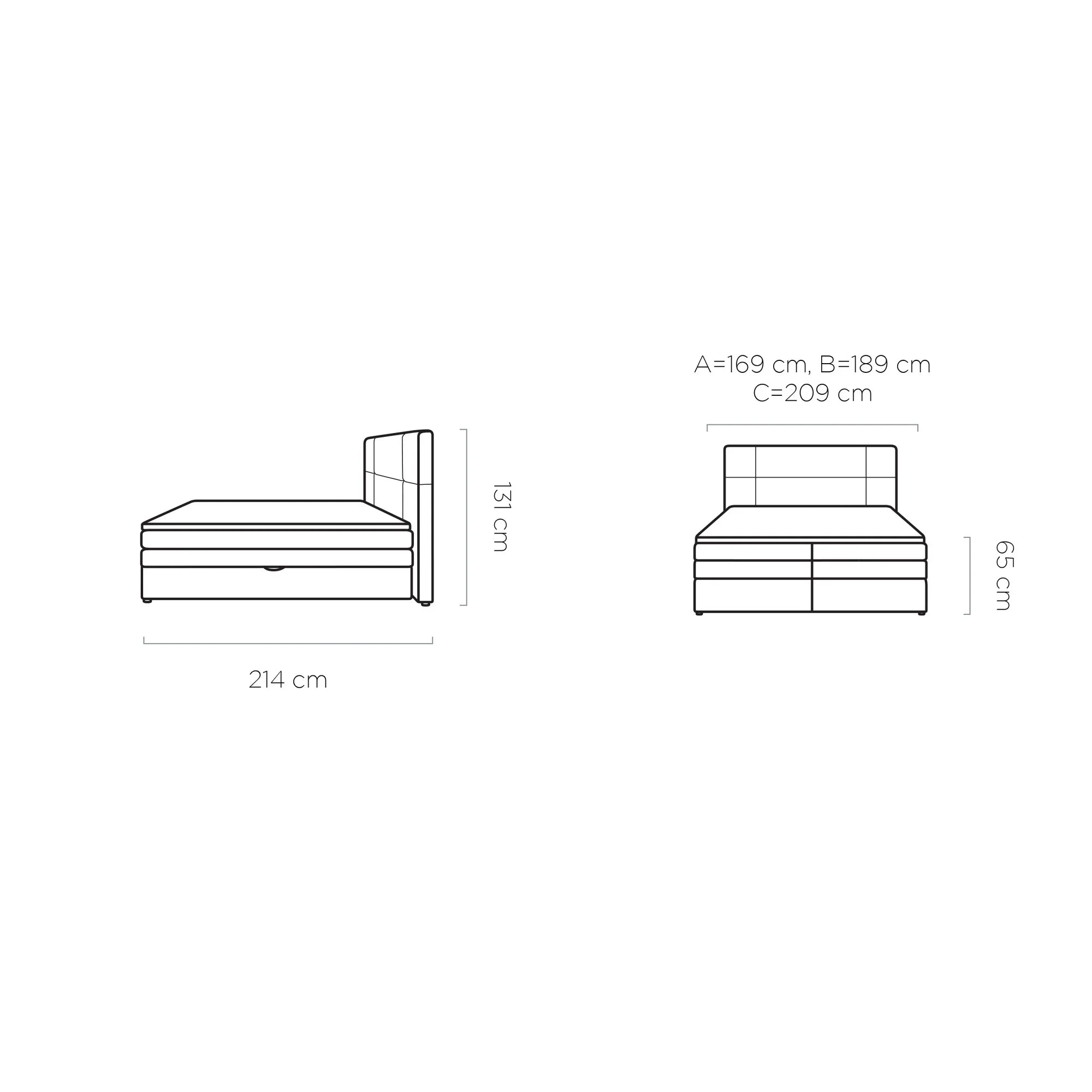 Pat boxspring PALACE 180x200, personalizabil materiale gama Oferta Avantaj, cu saltele, topper si lada pentru depozitare