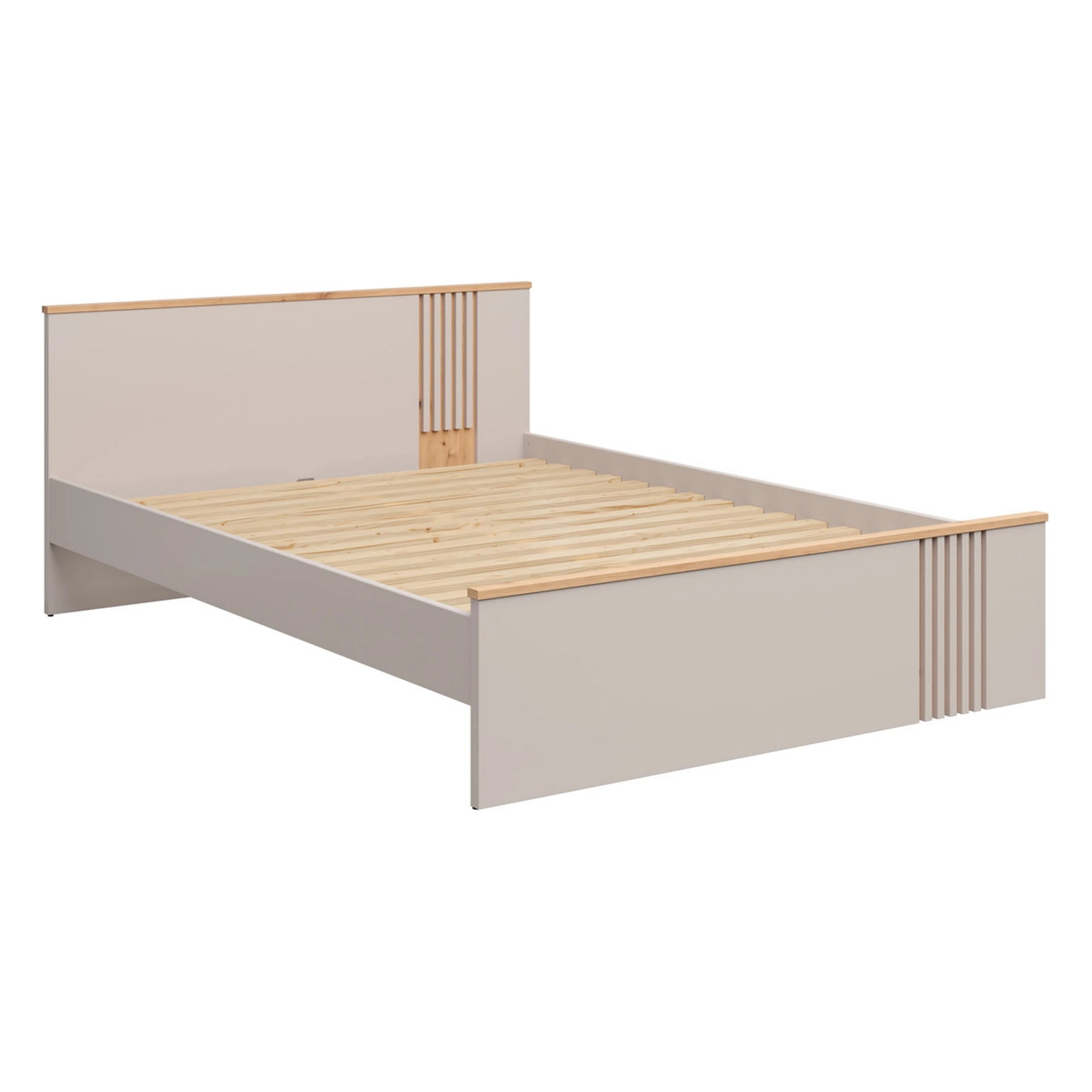 Pat 160 cm BREVAS, stejar artisan/casmir, PAL, cu somiera