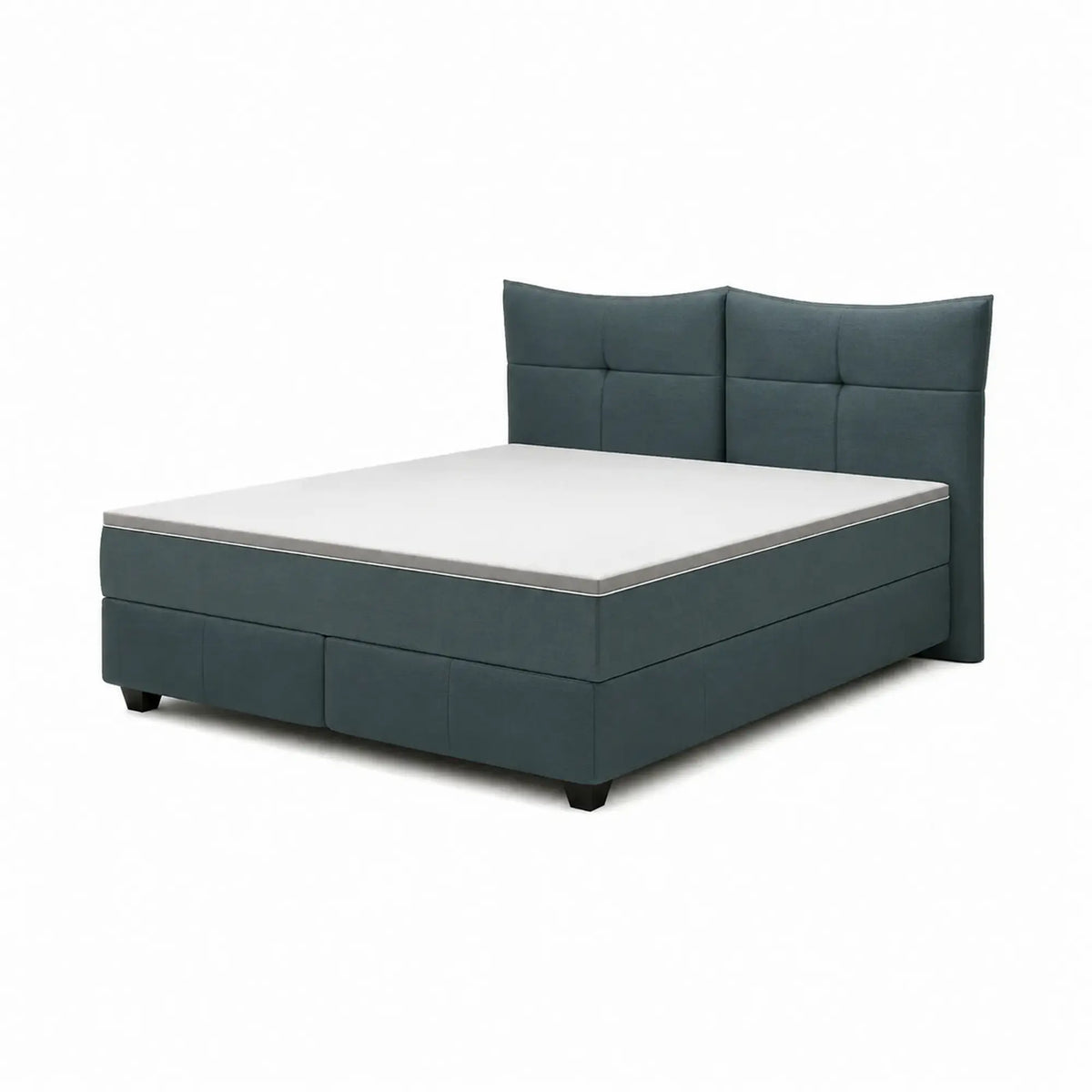 Pat CADIS 180x200, stofa catifelata turcoaz inchis - Riviera 87, cu suport pentru saltea