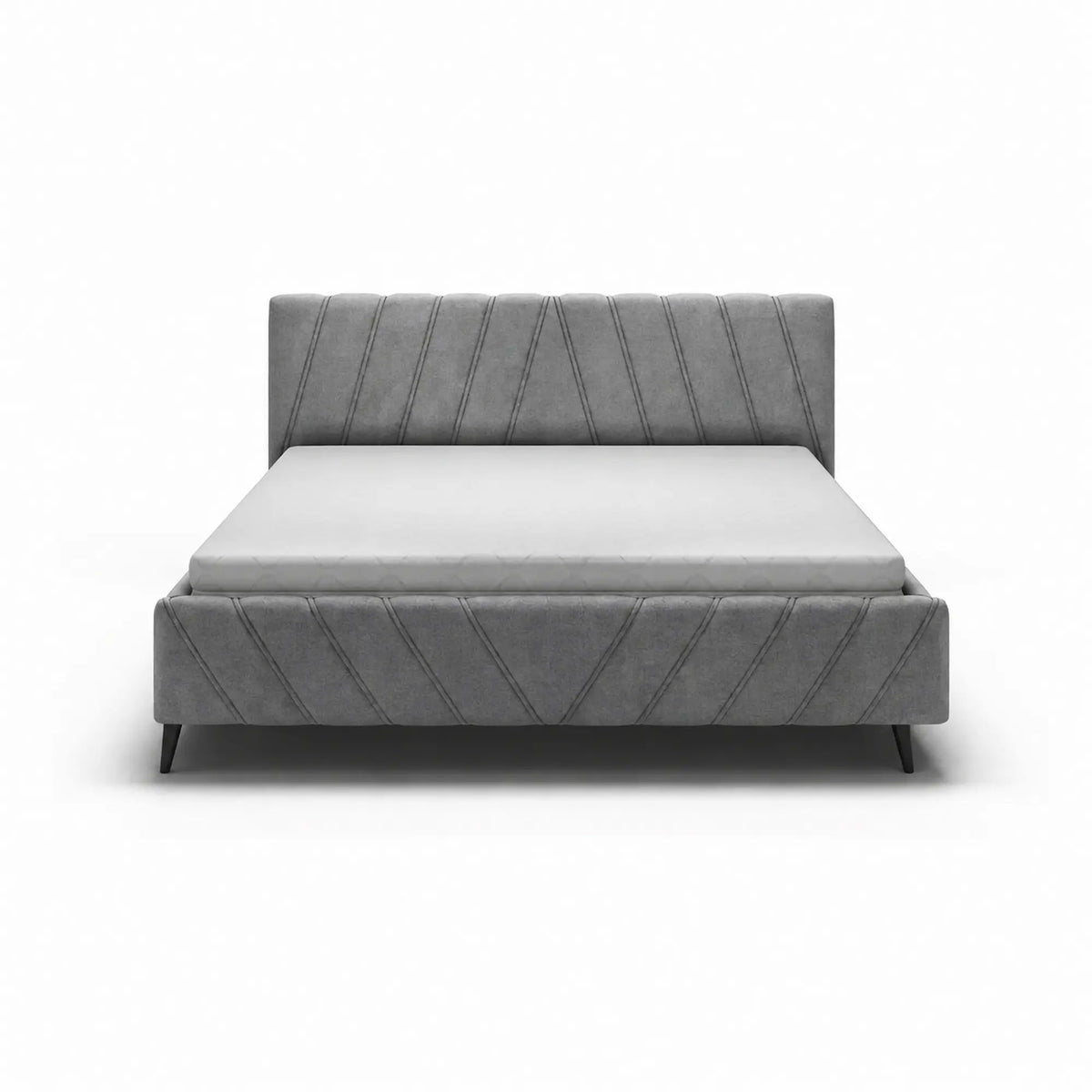 Pat CALYPSO SR 160x200, stofa catifelata gri - Palladium 15, cu somiera si sistem de reglare a inaltimii