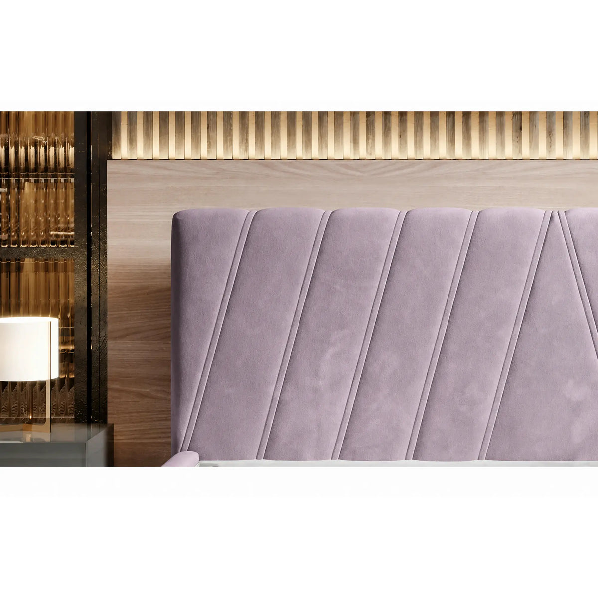 Pat CALYPSO SR 160x200, stofa catifelata roz prafuit - Riviera 62, cu somiera din lemn