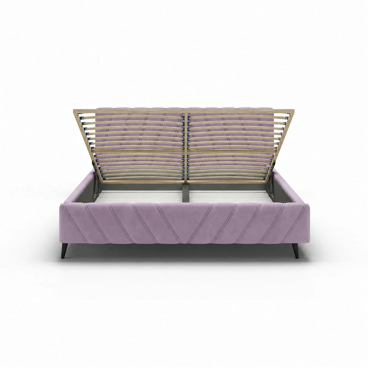 Pat CALYPSO SR 160x200, stofa catifelata roz prafuit - Riviera 62, cu somiera din lemn