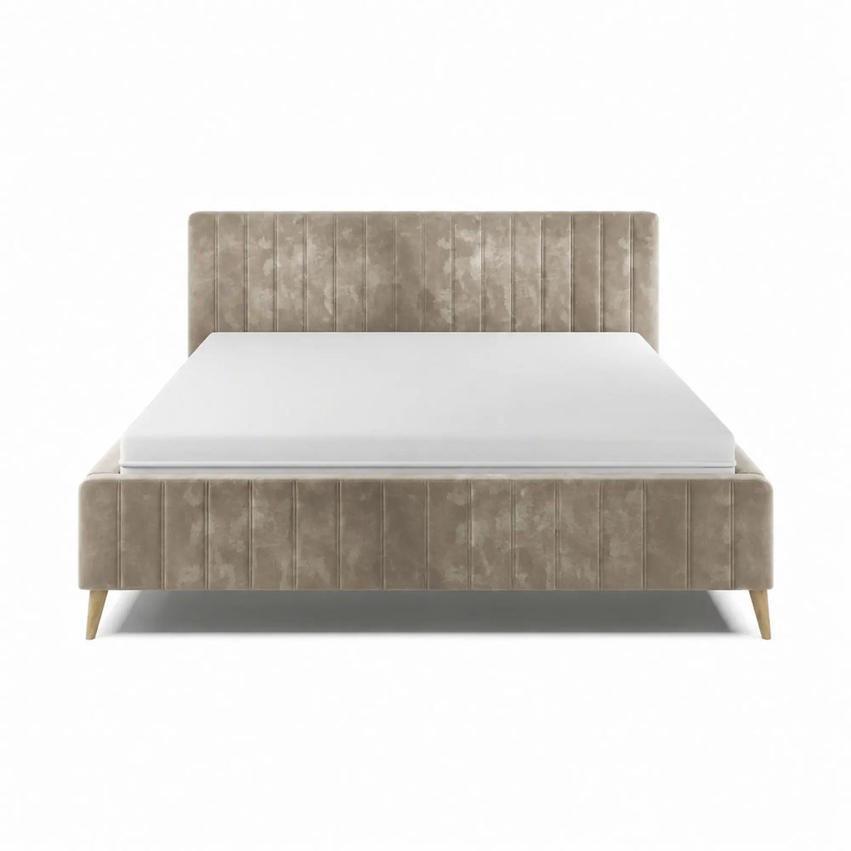 Pat MAGGIE SR 180x200, stofa catifelata bej - Riviera 16, cu suport saltea si sistem de reglare