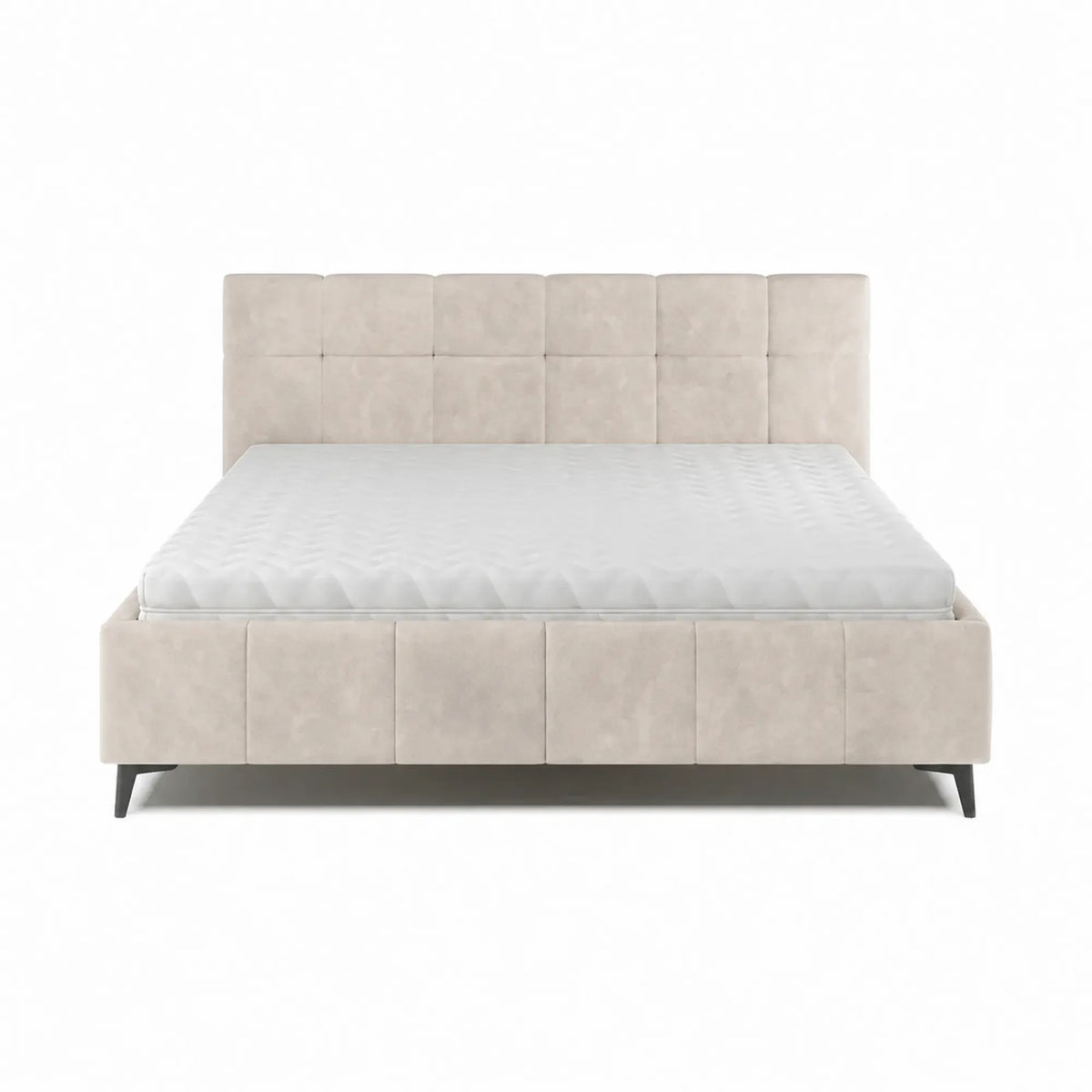 Pat NAOMI SR 180x200, stofa catifelata bej - Palladium 02, somiera metalica si sistem de reglare