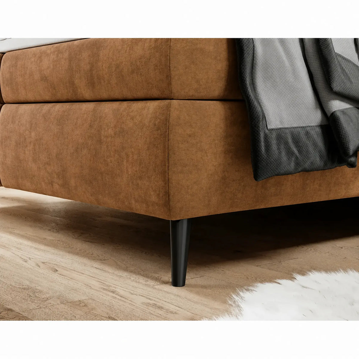 Pat boxspring MADISON 160x200, stofa caramiziu - Whisper 9, cu saltele si topper