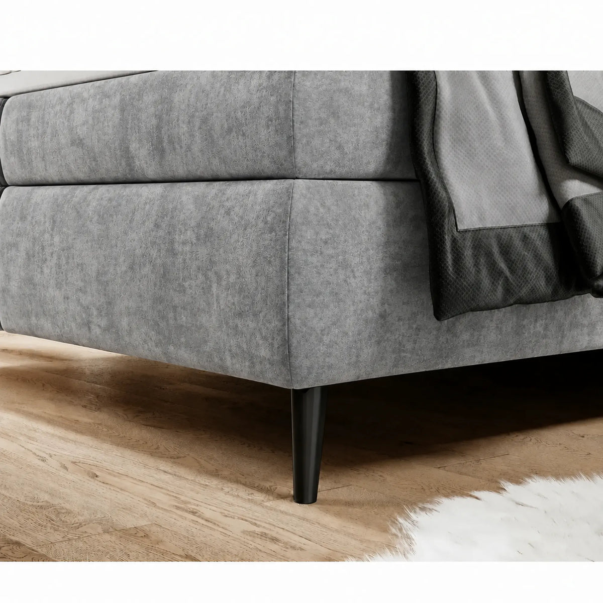 Pat boxspring MADISON 160x200, stofa gri - Salvador 14, cu saltele si topper