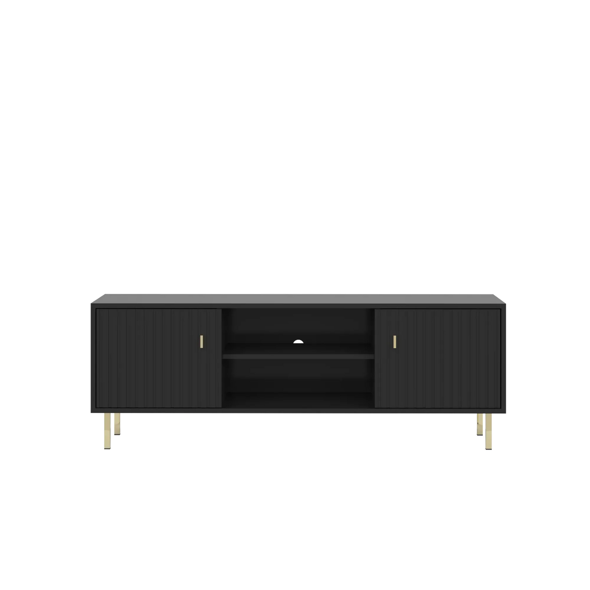 Comoda TV PIANO, negru, PAL, 140x40x50 cm