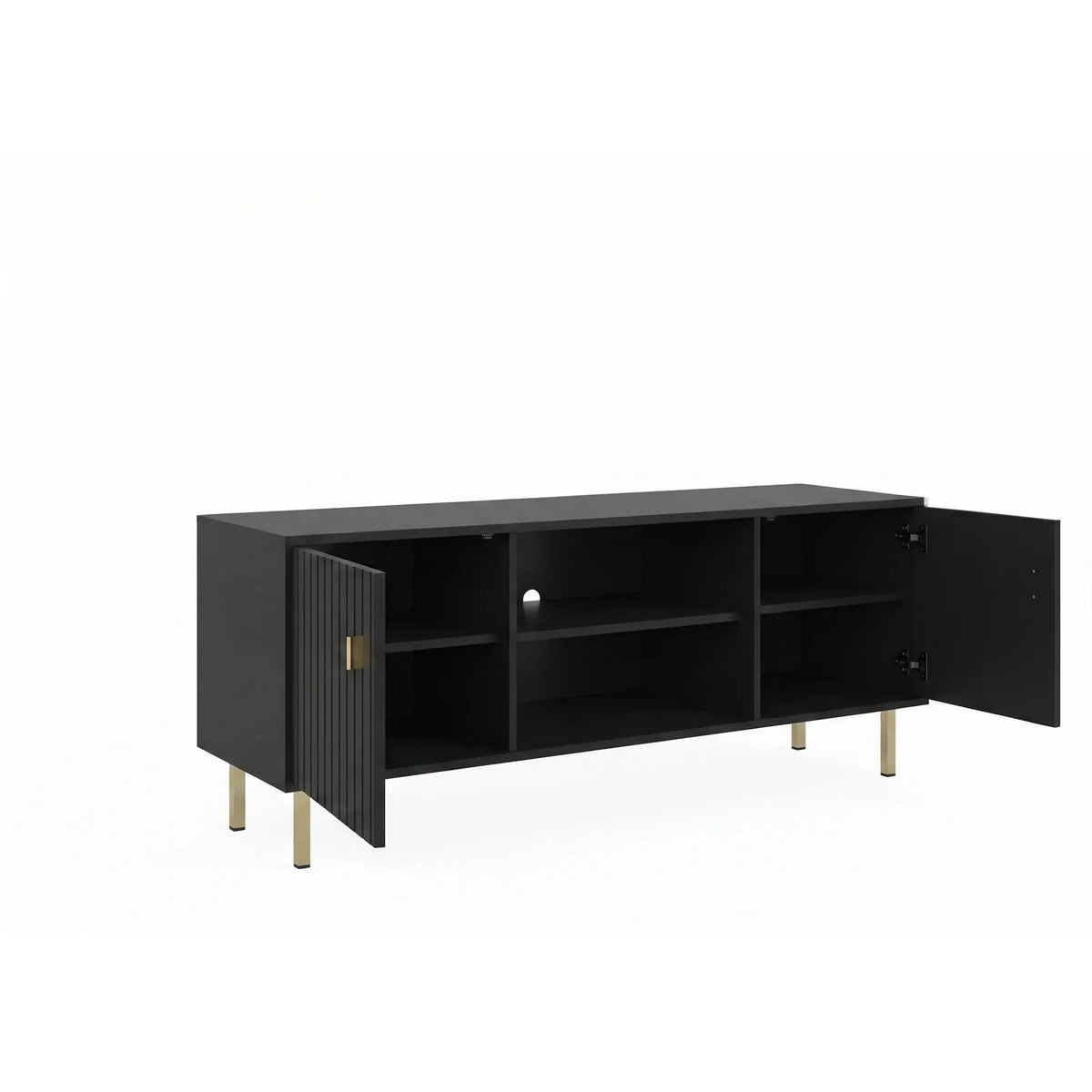 Comoda TV PIANO, negru, PAL, 140x40x50 cm