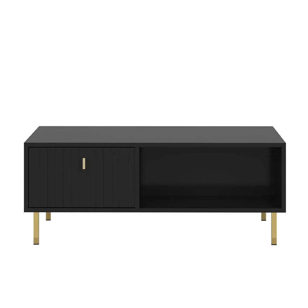 Masuta cafea cu picioare metalice PIANO, negru, PAL, 100x66x40 cm
