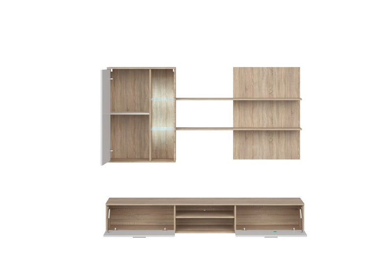 Mobilier living QUATRO, stejar sonoma/alb, PAL, 200x41x190 cm