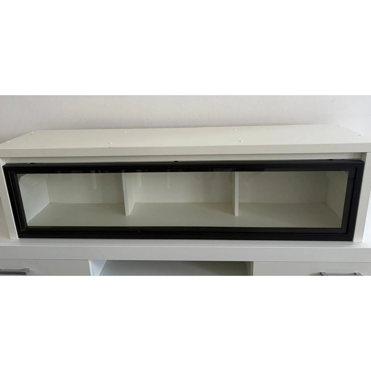 PRODUS RESIGILAT - Vitrina suspendata KAPIAN, alb/wenge, PAL/sticla, 144x31x40 cm