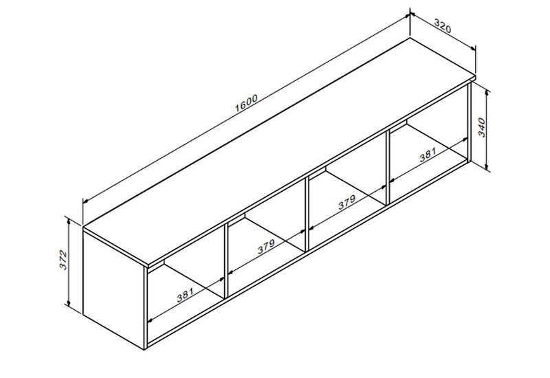 Raft OFFICE NEW, gri antracit/stejar sonoma, PAL, 160x33x38 cm