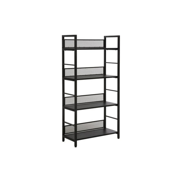 Etajera RAW R5, negru, PAL laminat/metal, 60x28x154 cm