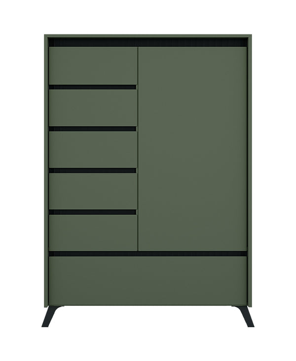 Comoda LOUNGE 5, verde/negru, PAL, 95x45x152.5 cm