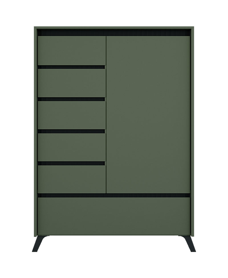 Comoda LOUNGE 5, verde/negru, PAL, 95x45x152.5 cm