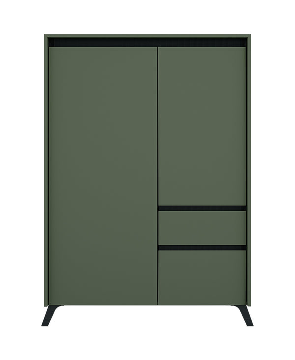 Comoda LOUNGE 4, verde/negru, PAL, 95x45x152.5 cm