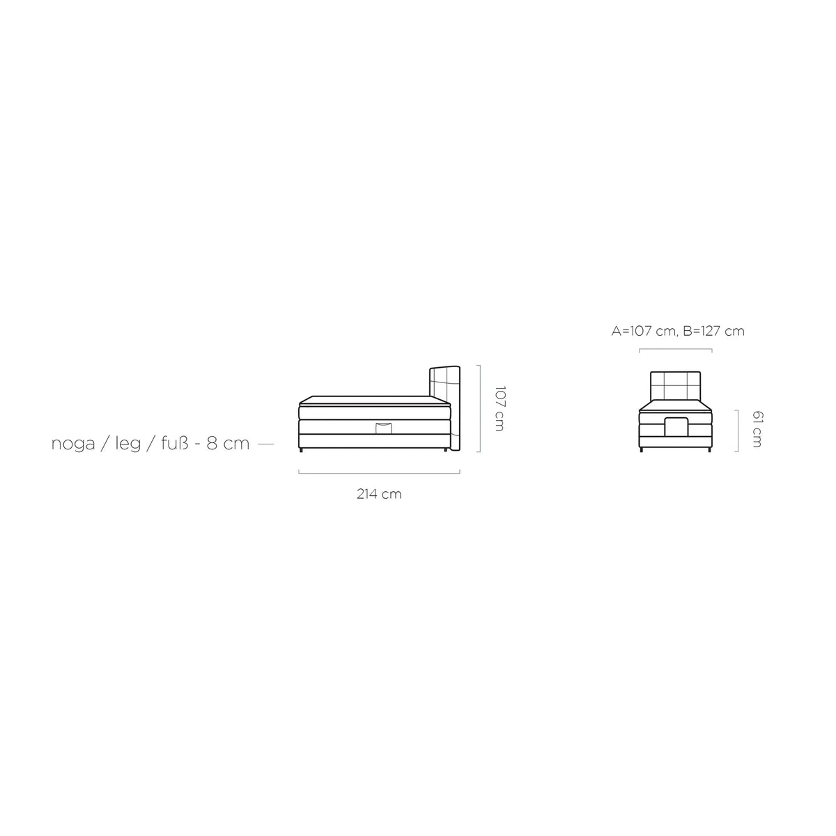Pat boxspring REY 100x200, personalizabil materiale Gama Premium, cu mecanism electric, saltele si topper