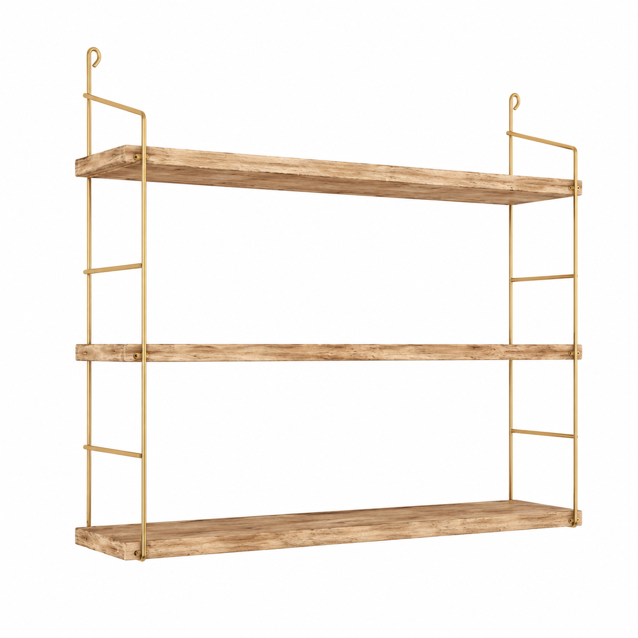 Raft bucatarie 498HFT1104, auriu/stejar, lemn/metal, 60x16x62 cm