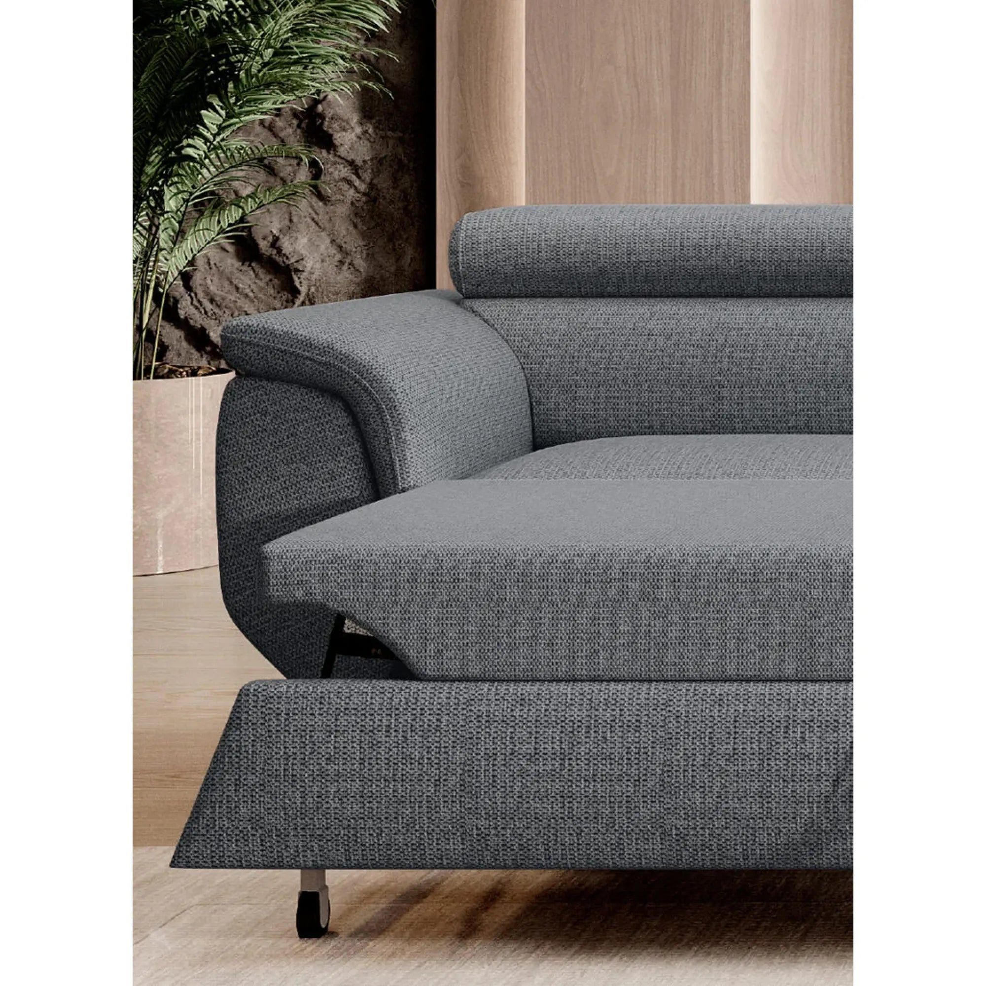 Coltar extensibil RAVEN L, personalizabil materiale Gama Premium, cu lada depozitare, 257x198x92 cm
