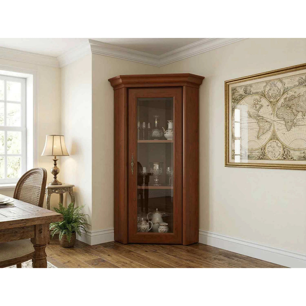 Vitrina KENT ENAD1WN, castan, PAL/sticla securizata, 59x59x115 cm