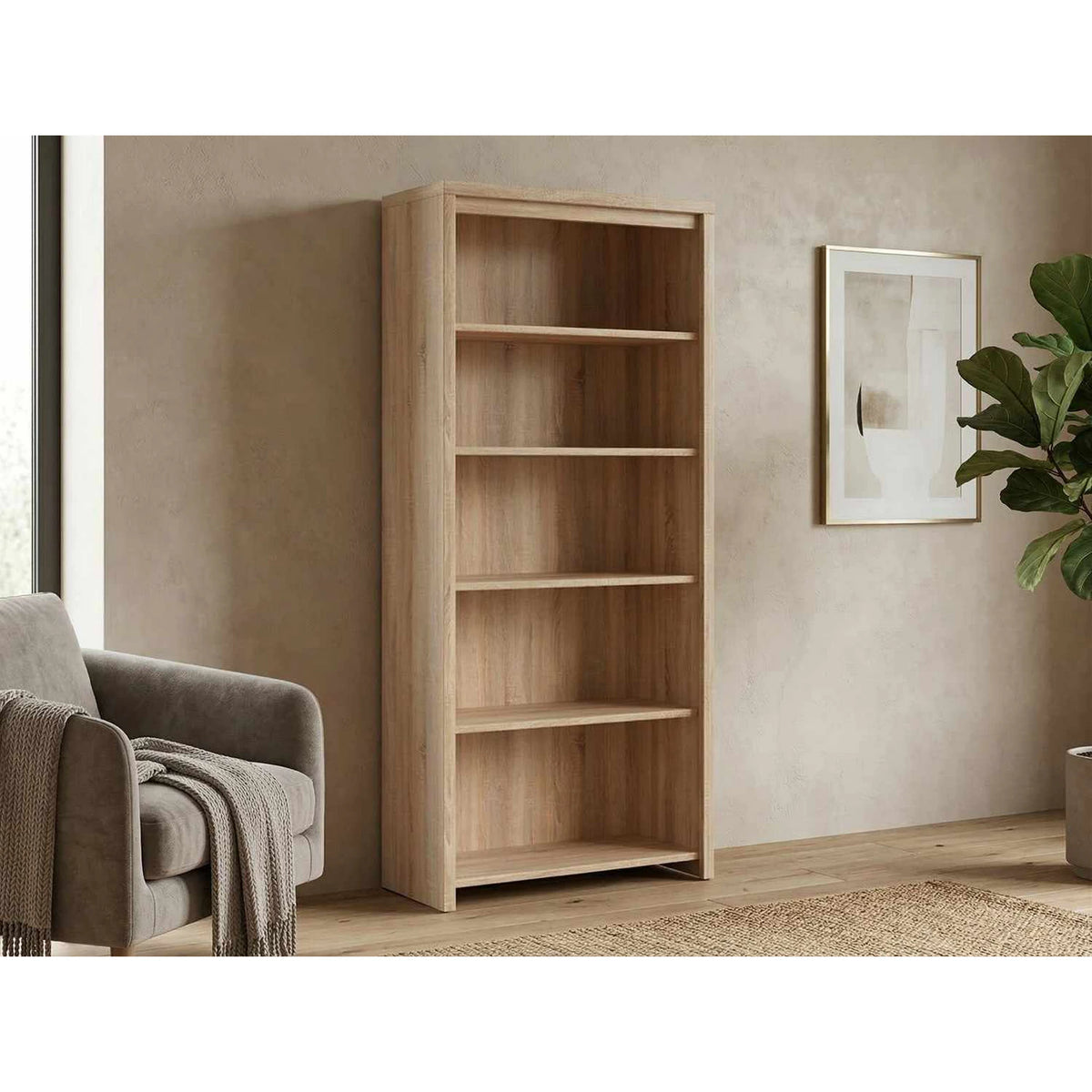 Biblioteca KASPIAN, stejar sonoma, PAL, 90x41x200 cm