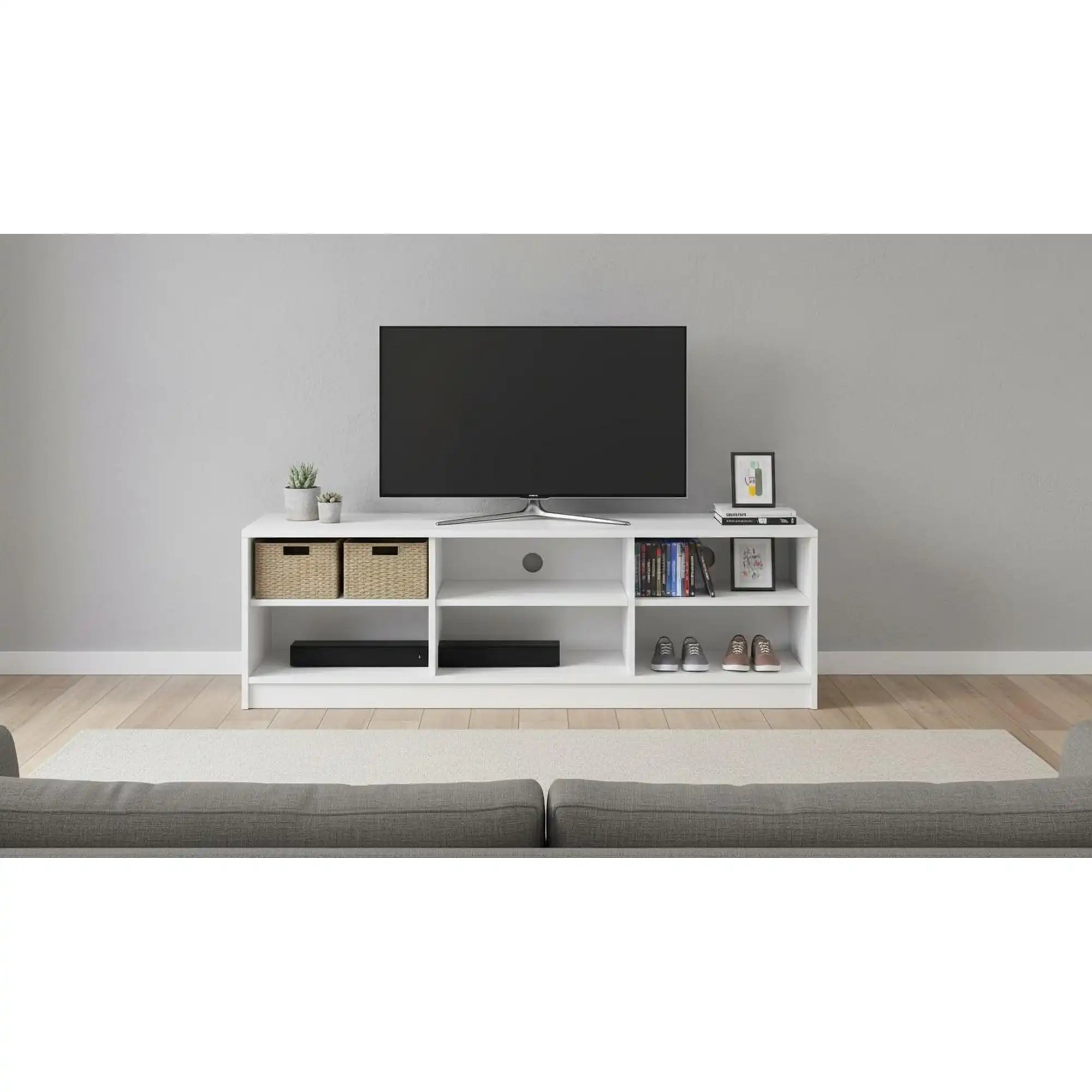 Comoda TV NEPO PLUS, alb, PAL laminat, 139x47x43 cm