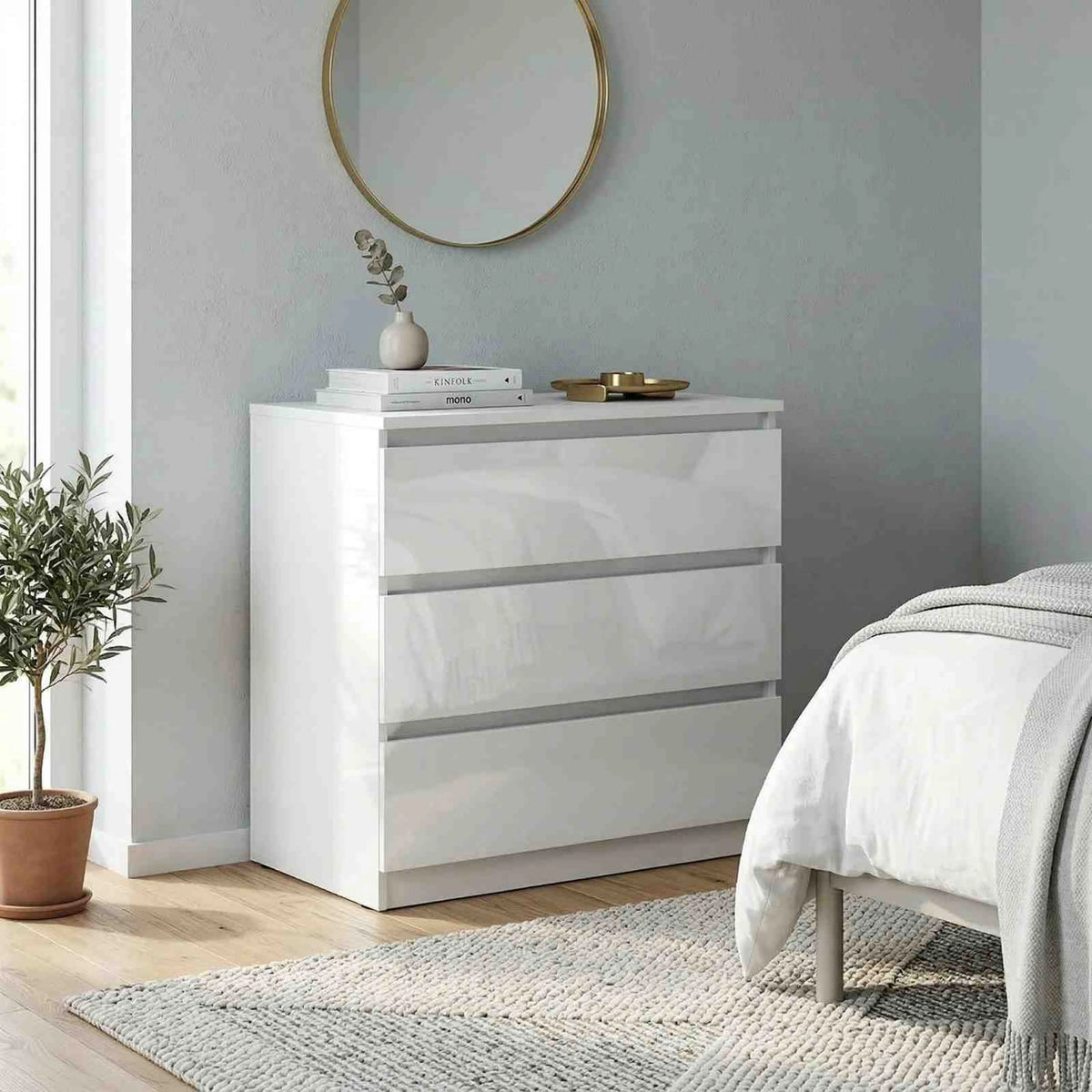 Comoda TETRIX, alb lucios, PAL laminat, 75x45x76 cm