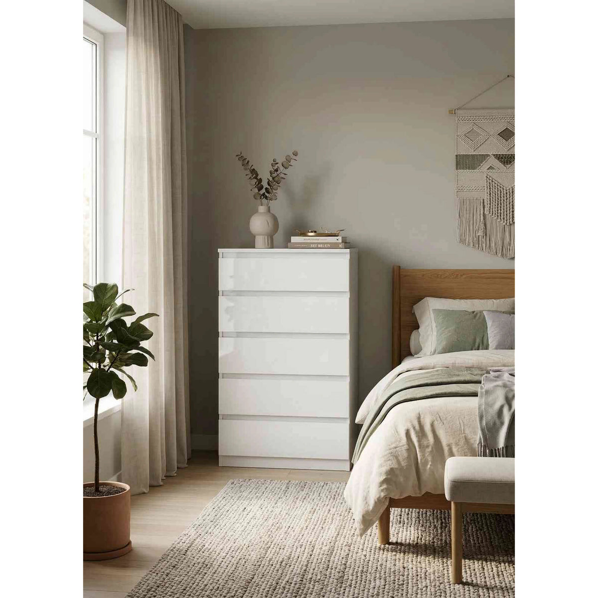 Comoda TETRIX, alb lucios, PAL, 50x45x115 cm