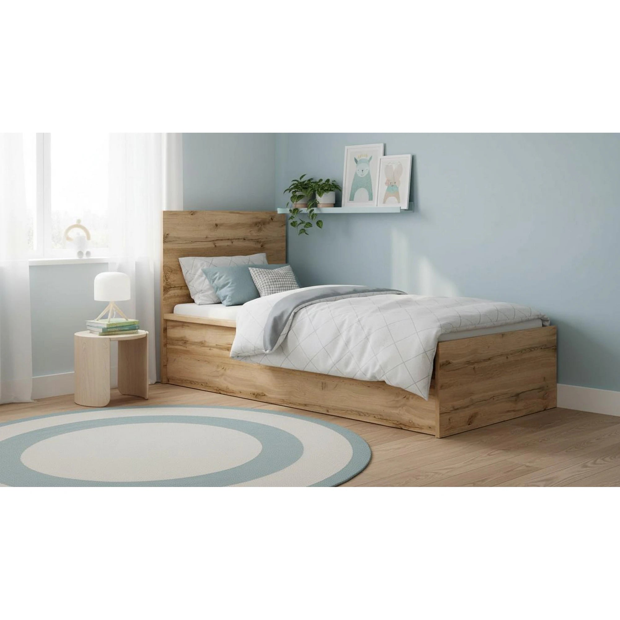 Pat Tetrix 90x200, stejar wotan, PAL/metal, cu somiera