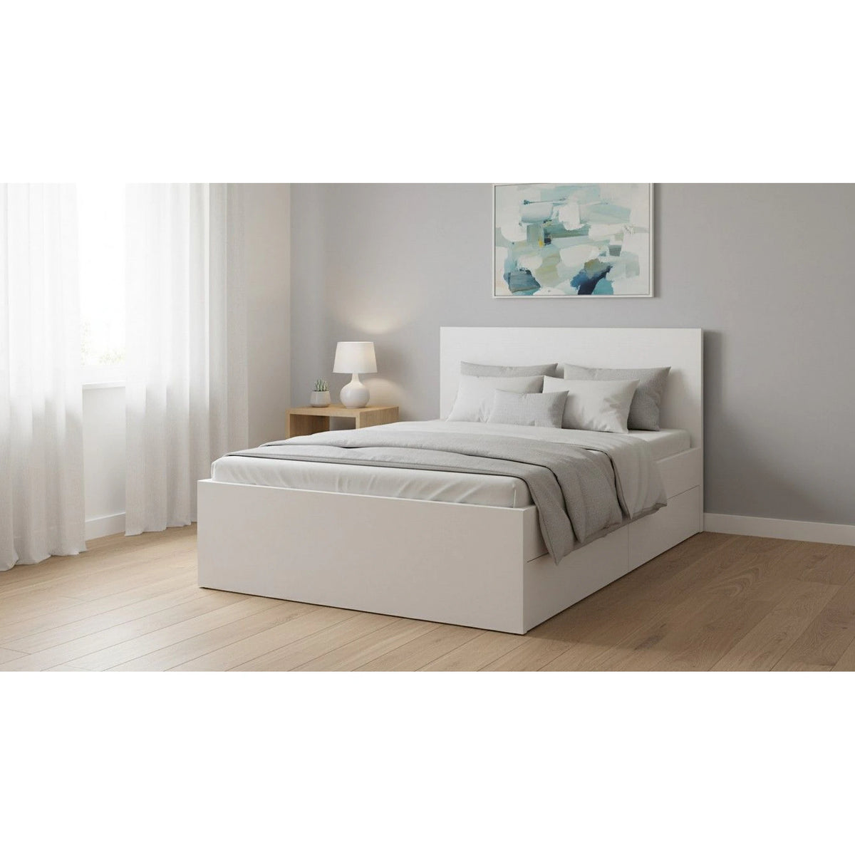 Pat TETRIX 90x200, casmir, PAL, cu somiera si spatiu depozitare