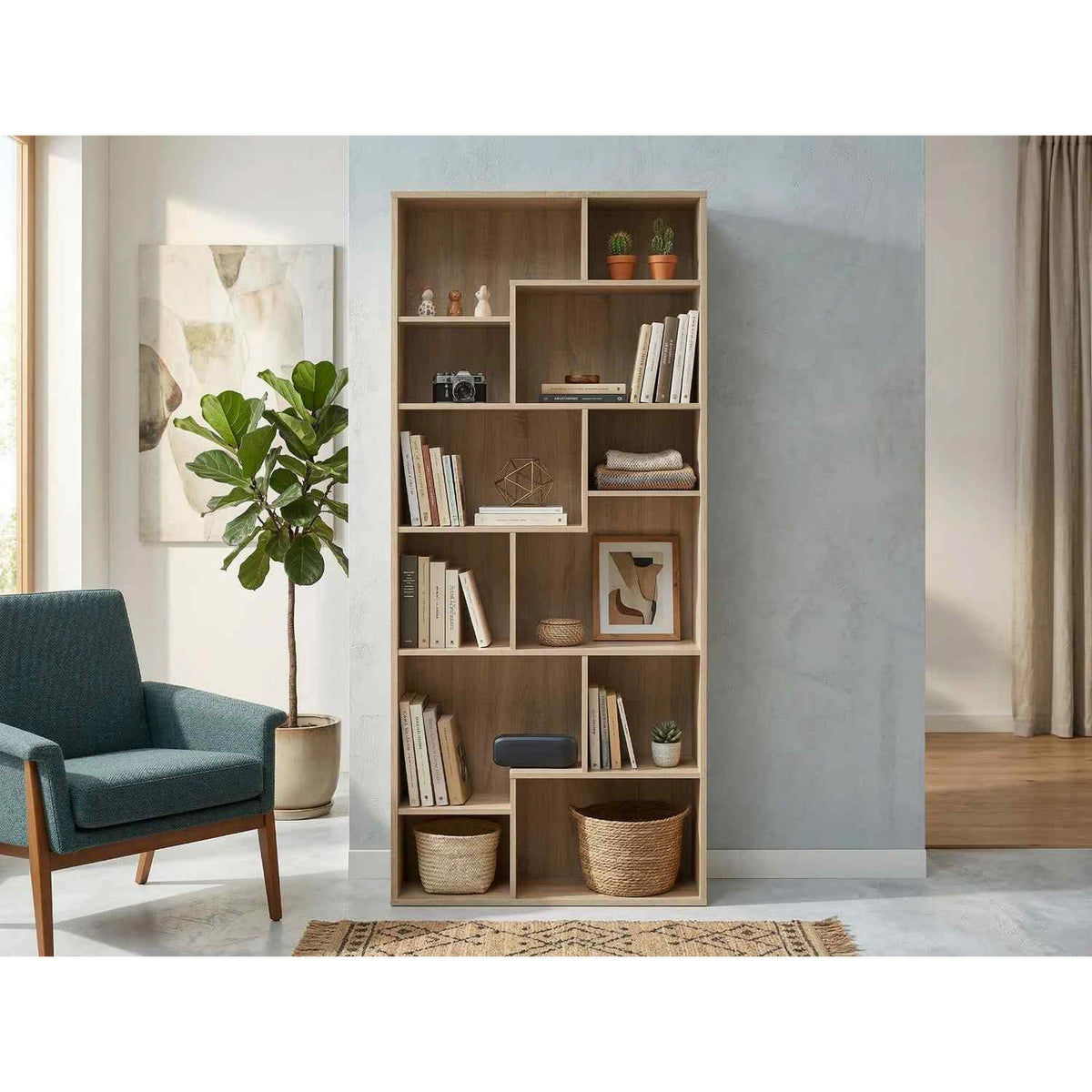 Biblioteca TETRIX, stejar sonoma, PAL melaminat, 88x34x198 cm