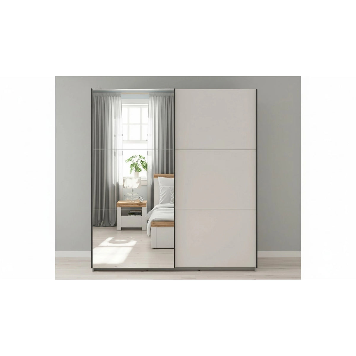 Dulap TETRIX, casmir, PAL, cu 2 usi si oglinda, 183x60x196 cm