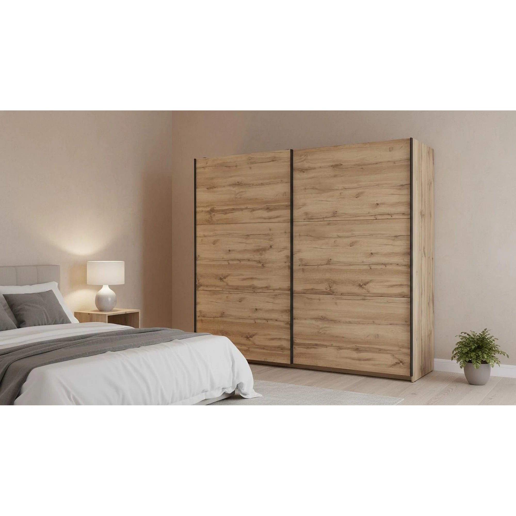 Dressing TETRIX, stejar wotan, PAL, cu 2 usi, 220x60x196 cm