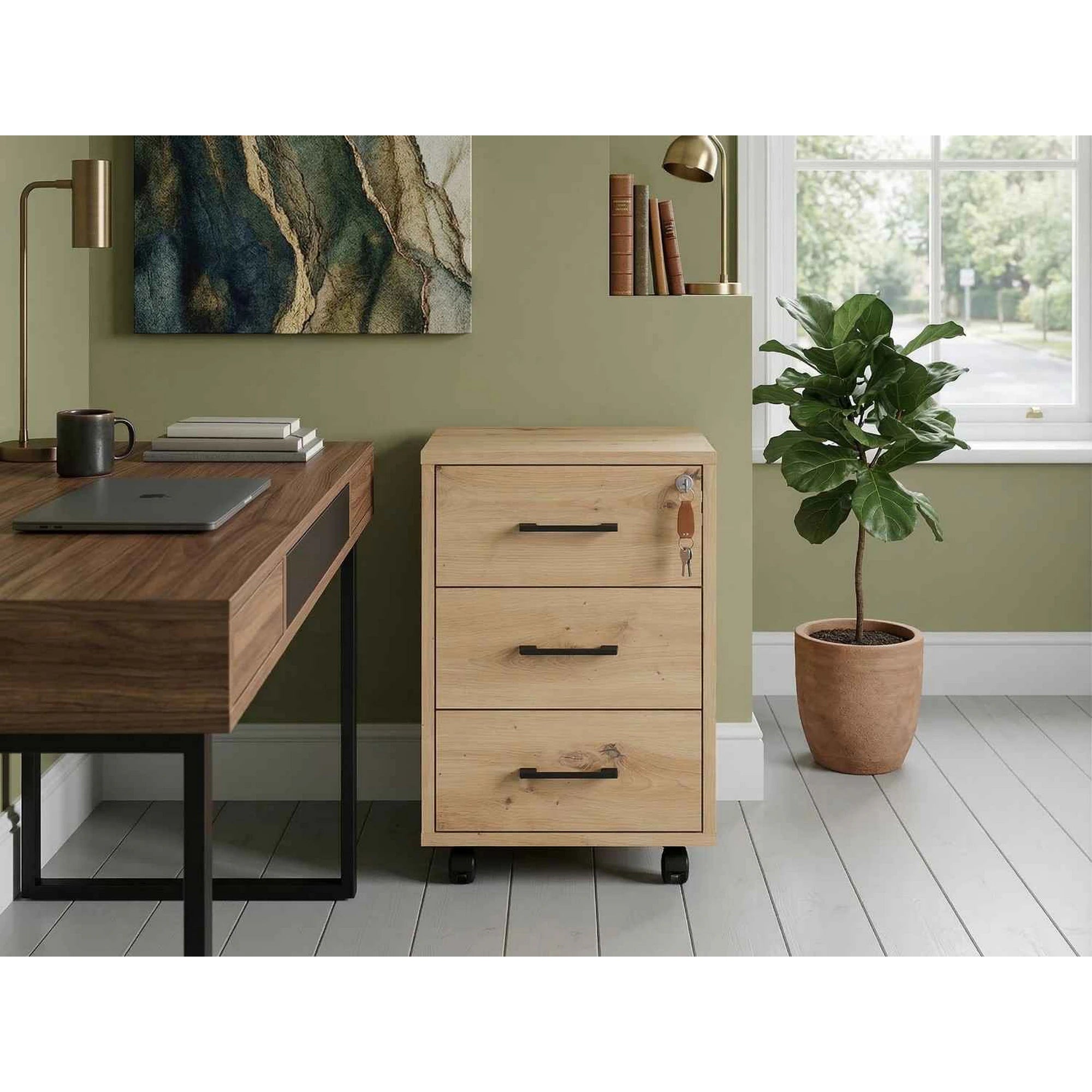 Comoda SPACE OFFICE, stejar artisan, PAL laminat, 42x37x63 cm