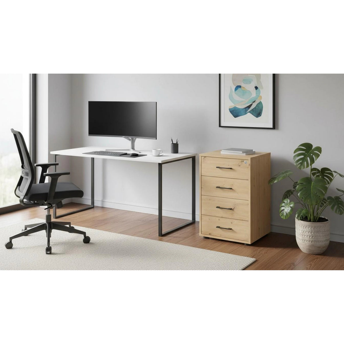 Comoda SPACE OFFICE, stejar artisan, PAL laminat, 50x50x76 cm