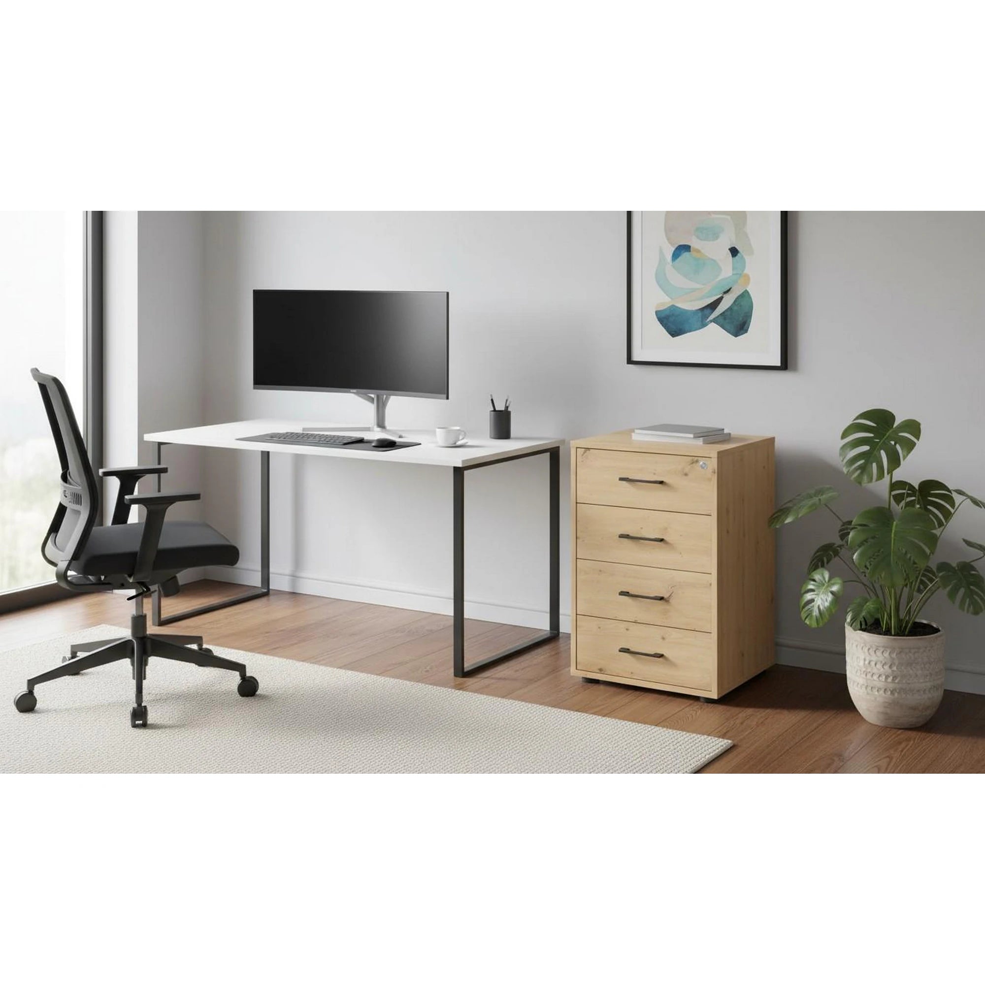 Comoda SPACE OFFICE, stejar artisan, PAL laminat, 50x50x76 cm