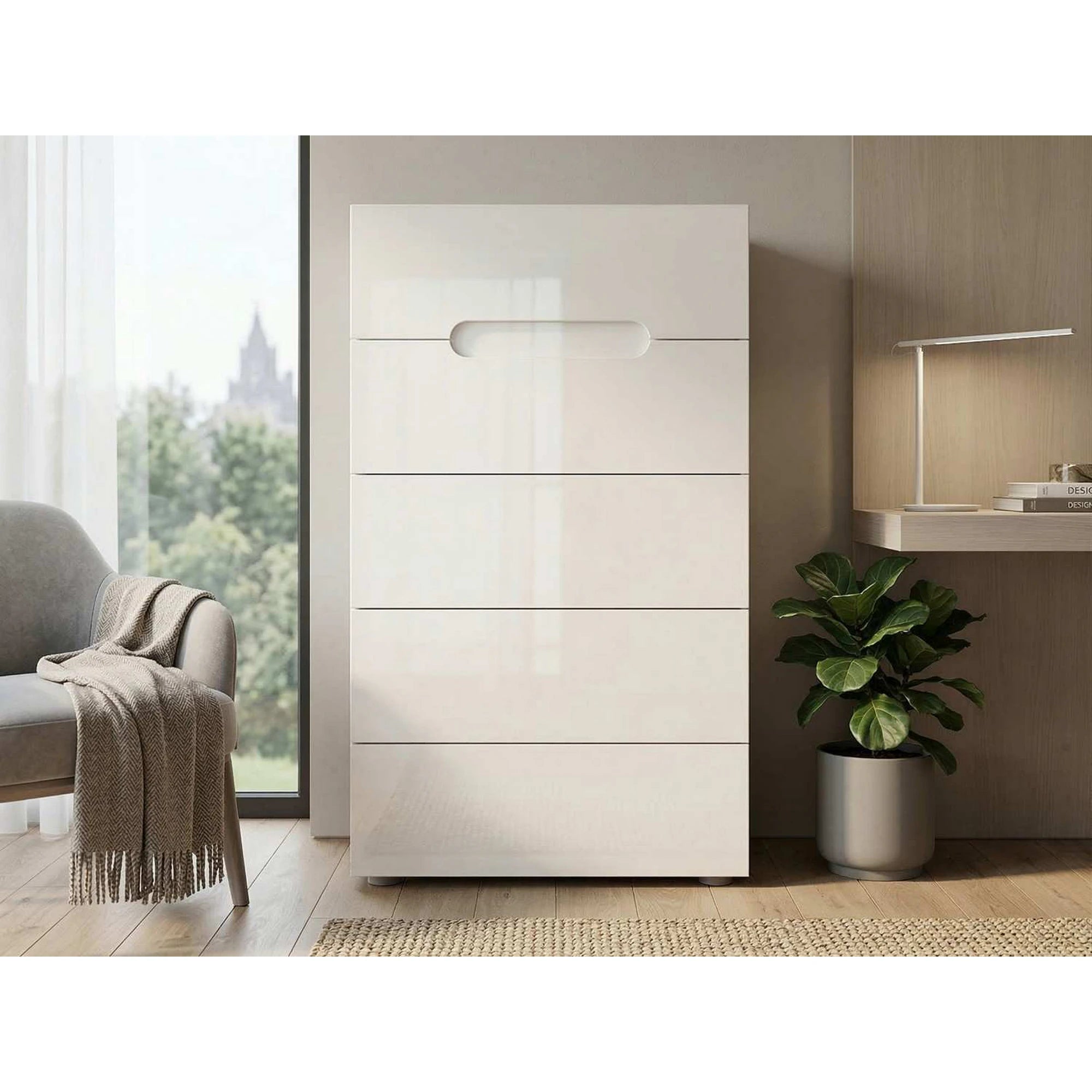 Comoda AZTECA TRIO, alb, PAL, 60x41x104 cm