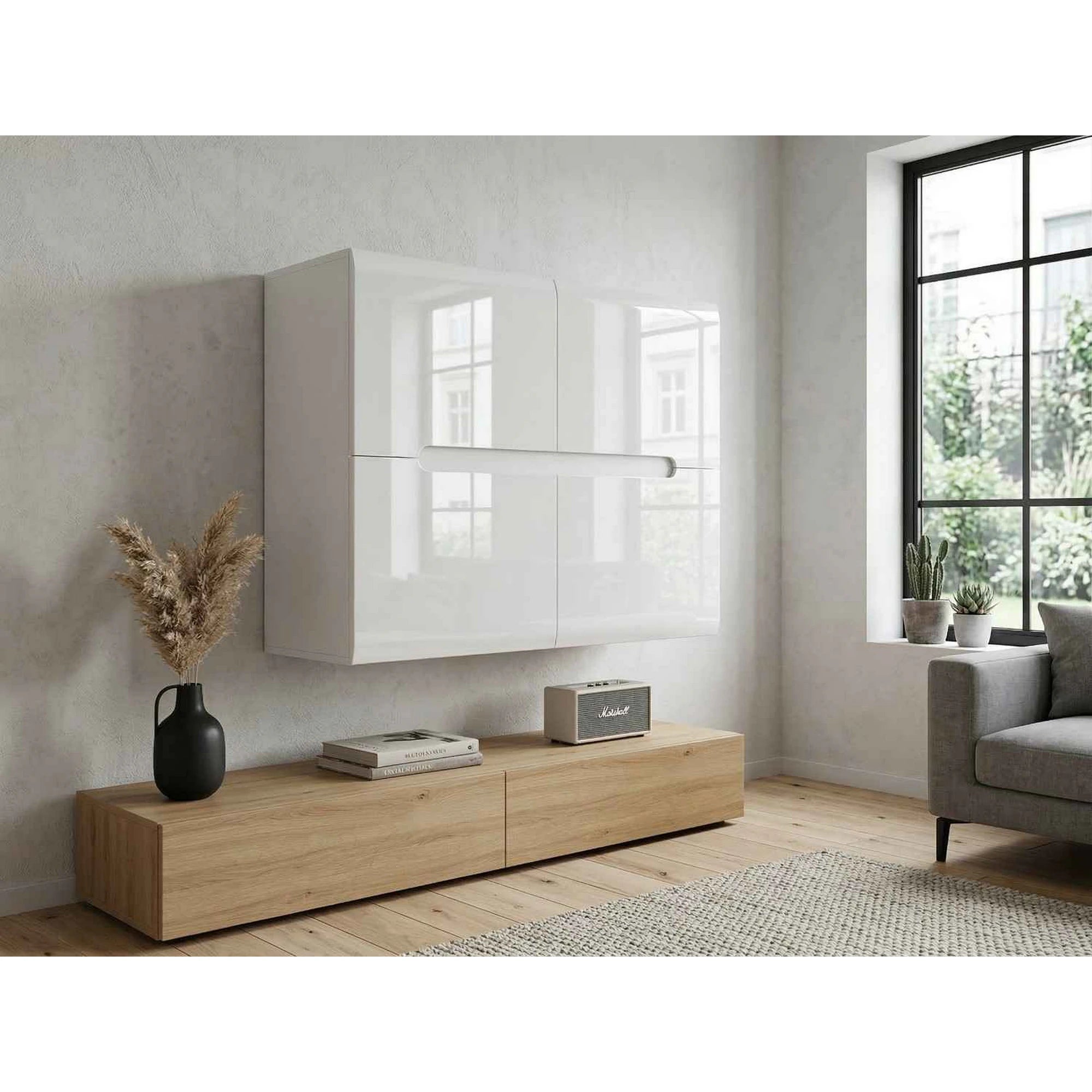 Comoda AZTECA TRIO, alb, PAL, cu usi, 105x41x84 cm