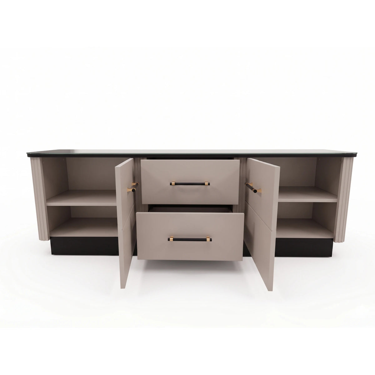 Comoda tv sufragerie SANTO SA4, casmir/negru, PAL laminat, 170x41x58 cm