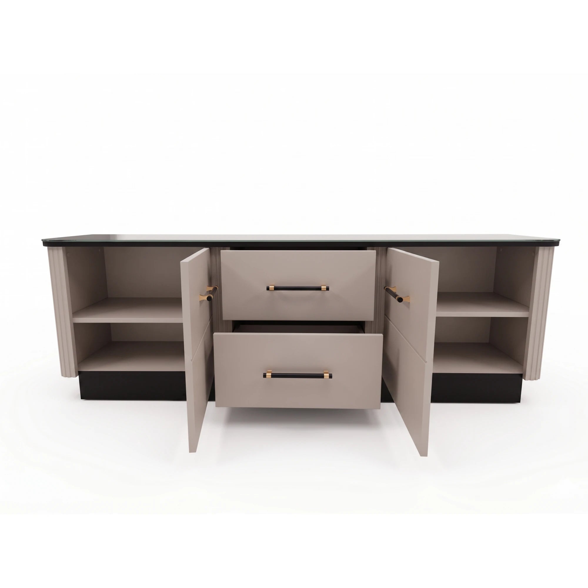 Comoda tv sufragerie SANTO SA4, casmir/negru, PAL laminat, 170x41x58 cm
