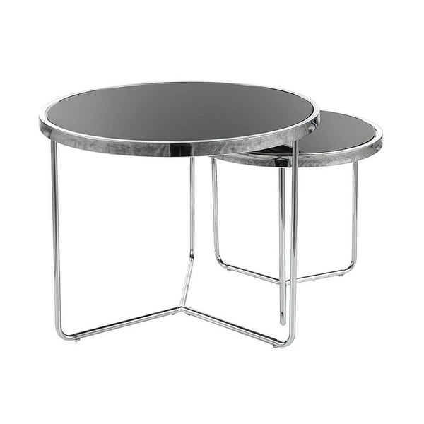 Set 2 masute cafea SALVA, negru/argintiu, sticla securizata/metal