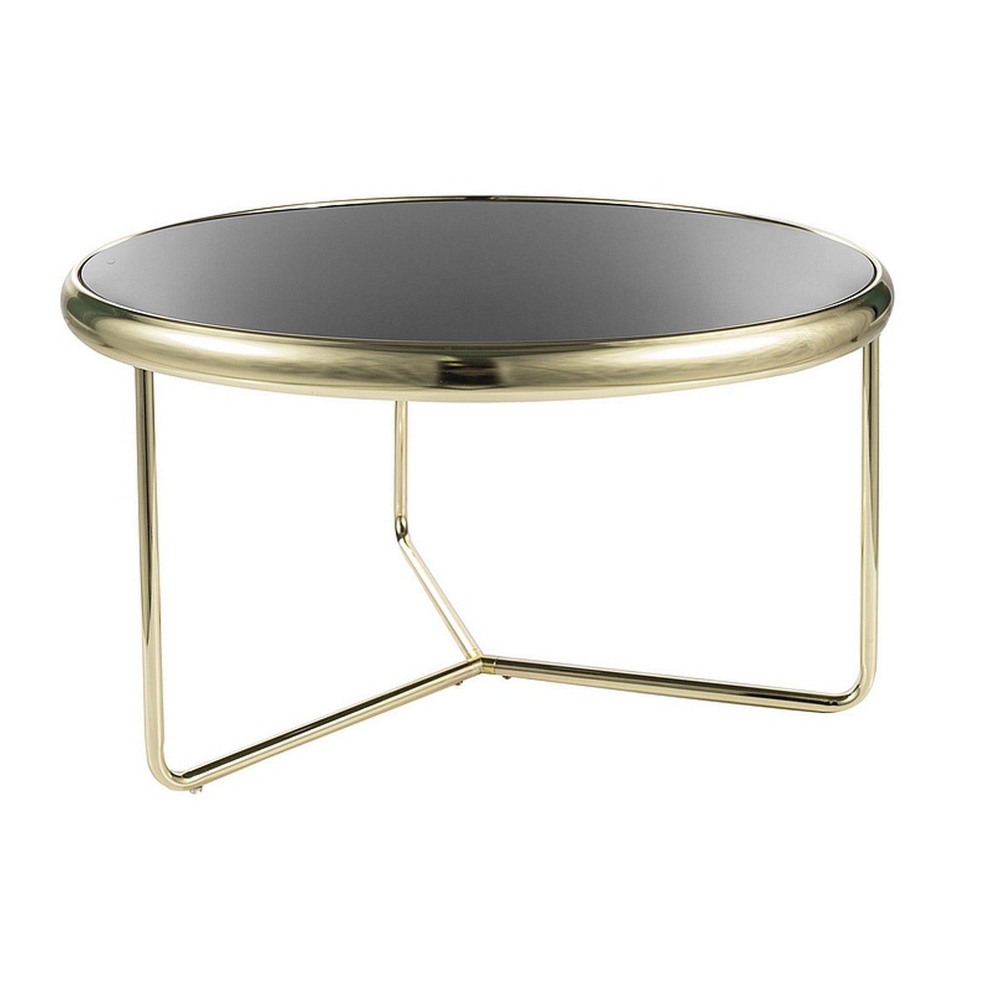 Masuta cafea SCARLET, negru/auriu, sticla securizata/metal, 74x40 cm