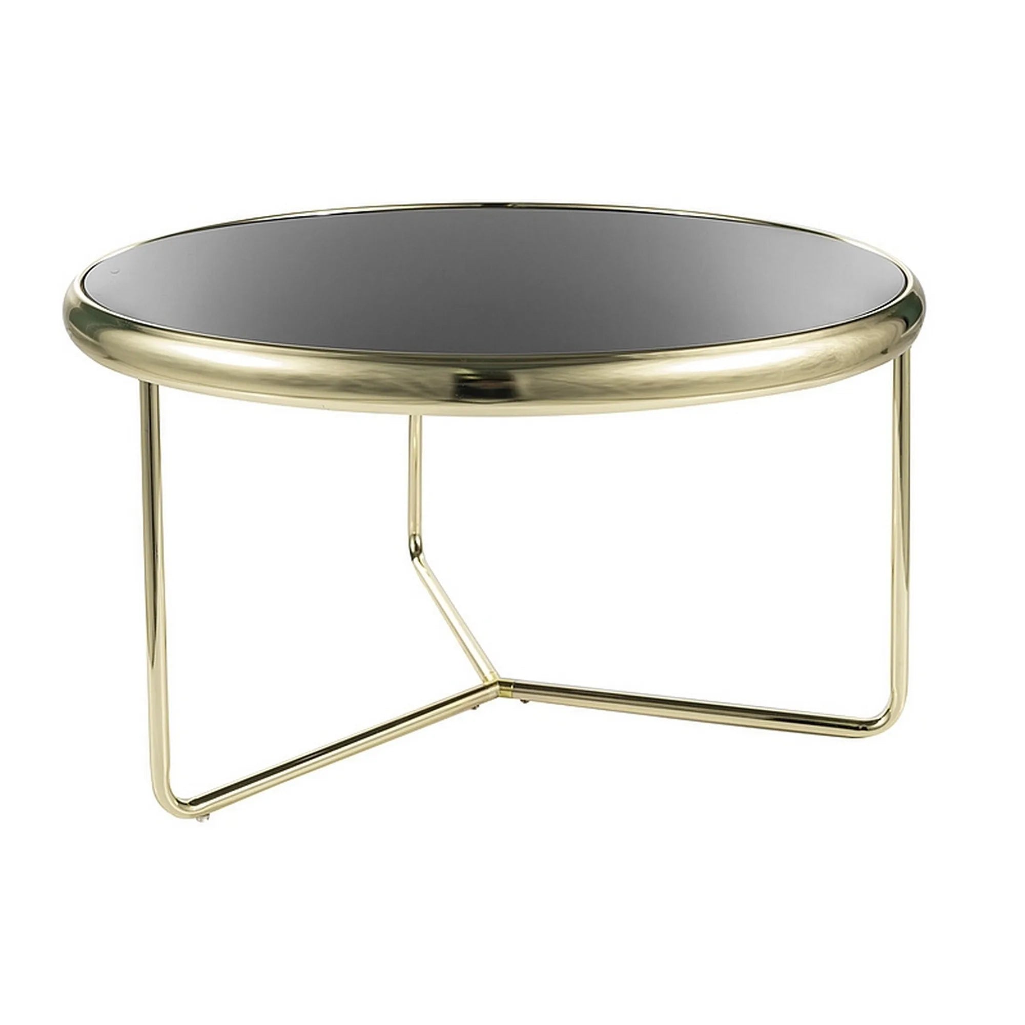 Masuta cafea SCARLET, negru/auriu, sticla securizata/metal, 74x40 cm