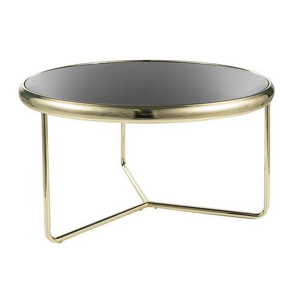 Masuta cafea SCARLET, negru/auriu, sticla securizata/metal, 74x40 cm