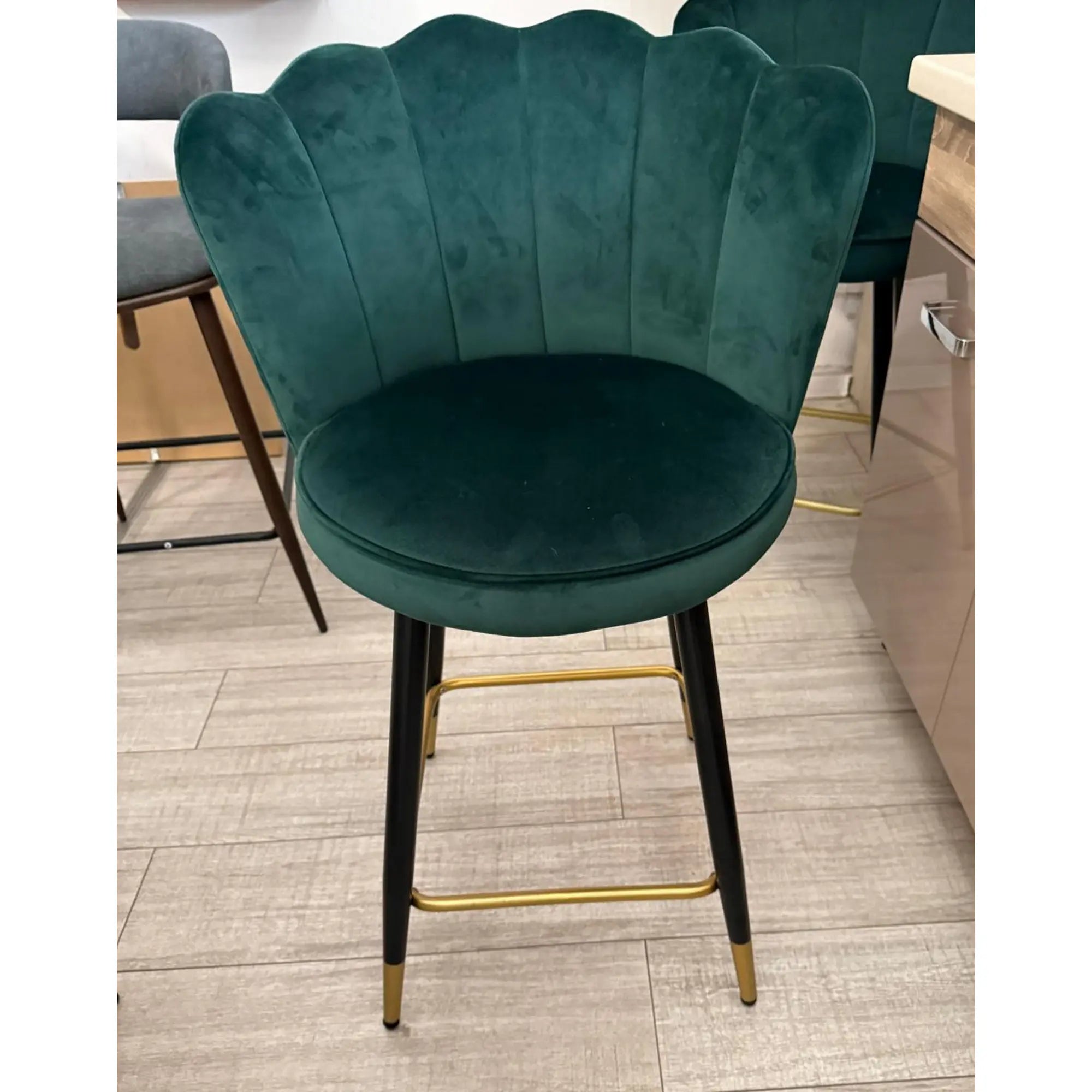 PRODUS RESIGILAT - Scaun bar H106, verde/negru, stofa catifelata/otel, 58x58x96 cm