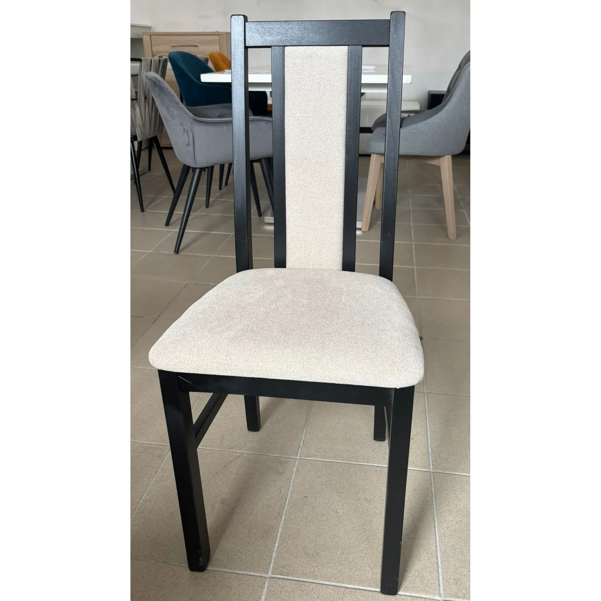 PRODUS RESIGILAT - Scaun BOS 14, bej/negru, stofa clasica/lemn, 43x40x94 cm